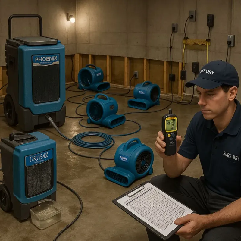 Structural Drying and Dehumidification process in Cooper, TX